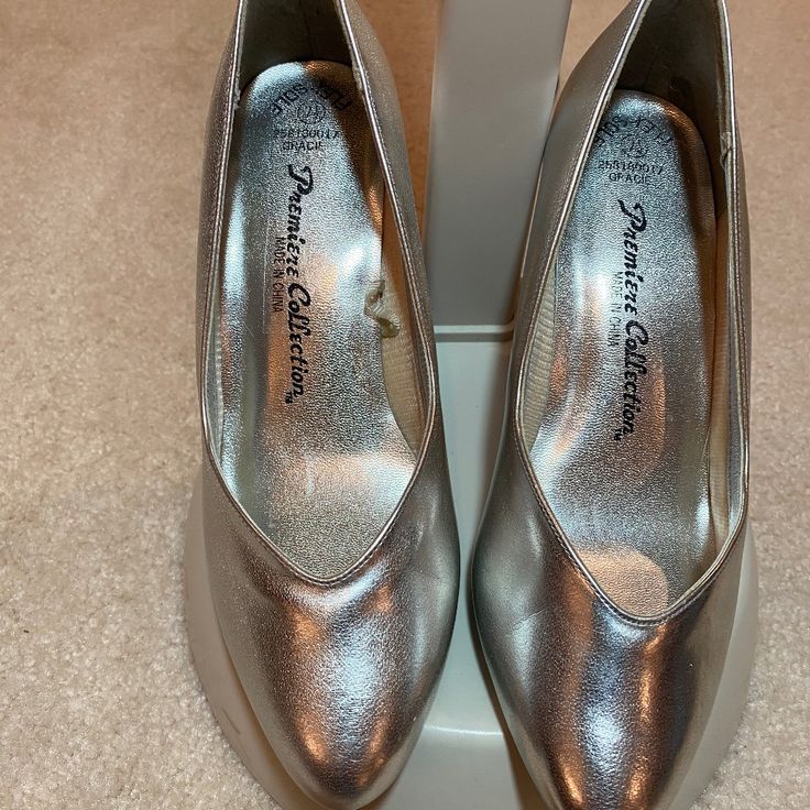 Premier Collection Silver High Heel Gracie Shoe. In Excellent Pre Owned Condition. Never Worn. Flex Sole Silver High Heel, Silver High Heels, Shoes Women Heels, High Heel, Shoes Heels, High Heels, Size 7, Women Shoes, Heels