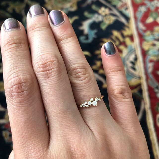 Cluster Ring in 14k Gold / Diamond Cluster Ring / Unique | Etsy Stackable Diamond Rings, Unique Diamonds, Stackable Ring, Diamond Wedding Band, Diamond Cluster Ring, Ring Unique, Ring Diamond, Diamond Cluster, Stackable Rings