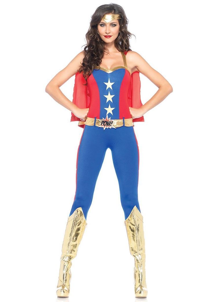 Sexy Comic Book Hero Costume - JJ's Party House Wonder Woman Costumes, Superhero Fancy Dress, Villain Dresses, Superhero Costumes Female, Catsuit Outfit, Comic Book Costumes, Hero Outfit, Comic Costume, Popular Halloween Costumes