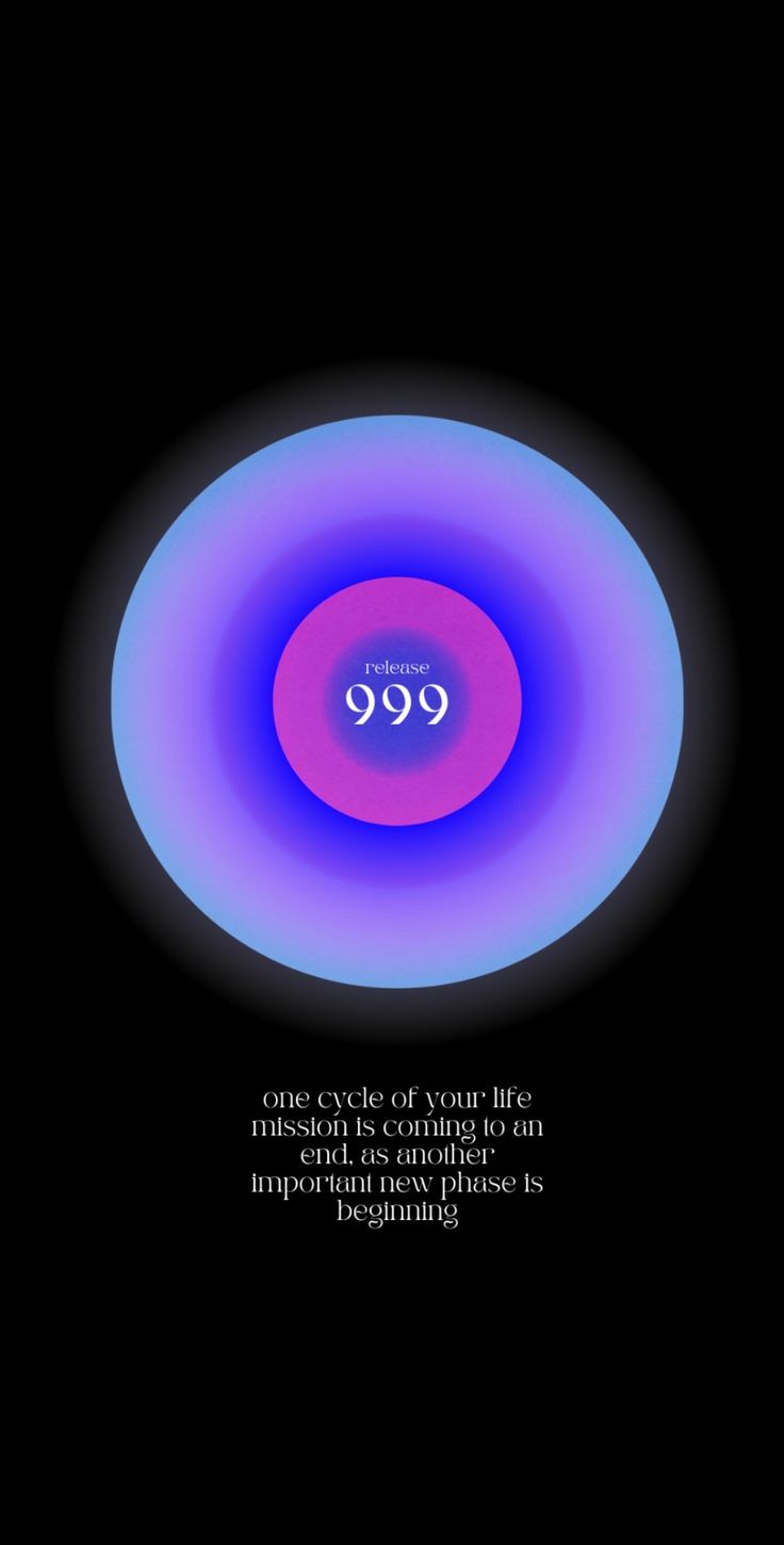 an image of a black background with blue and pink circles in the center that reads 999