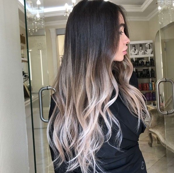 Brown To Platinum Blonde Ombre, Copper Babylights, White Blonde Ombre, Ombre Hair Brown, Brown To Platinum Blonde, White Ombre Hair, Dark Skin Blonde Hair, Platinum Blonde Ombre, Hairstyles Ombre