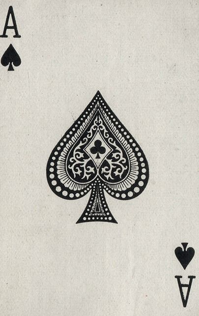 an ace playing card is shown in black and white, with four of spades at the bottom