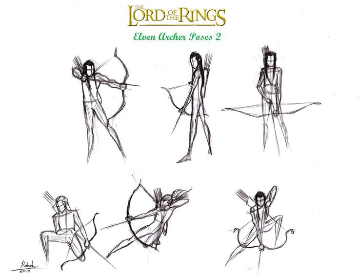 the lord of the rings character sketches for elven archer pose 2, part 1