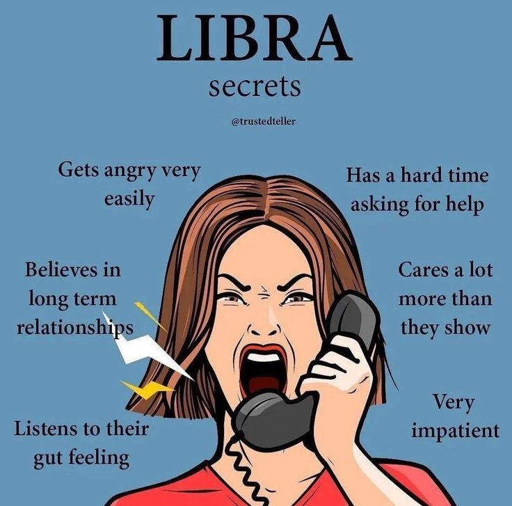 a woman talking on a phone with the words libra in front of her face