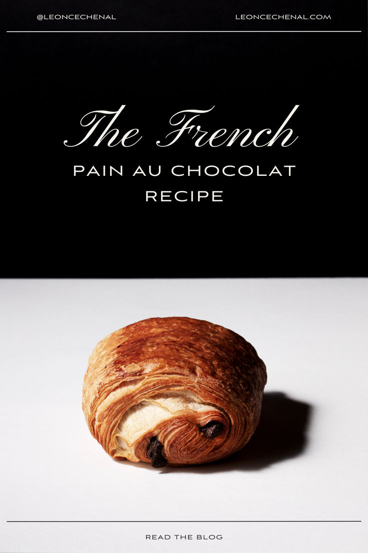 the french pain au chocolat recipe is shown in front of a black background