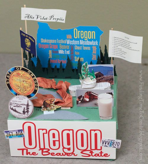 the oregon state flag is displayed on top of a box with magnets and paper