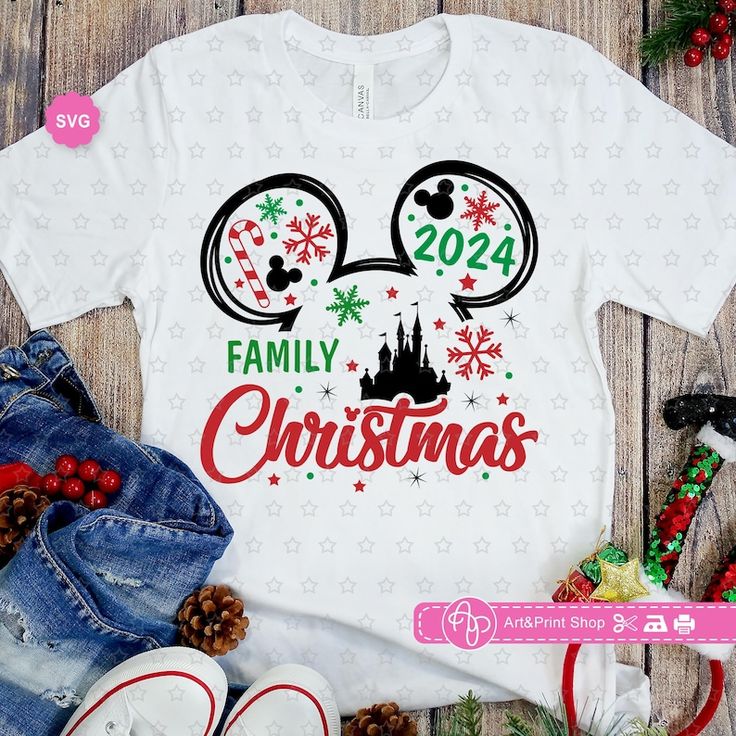 mickey mouse family christmas svg cut file for cricut, silhouette and t - shirt design