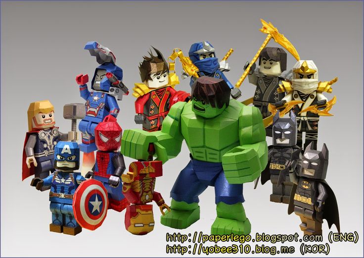 the legos are all dressed up as superheros and villaines in different poses