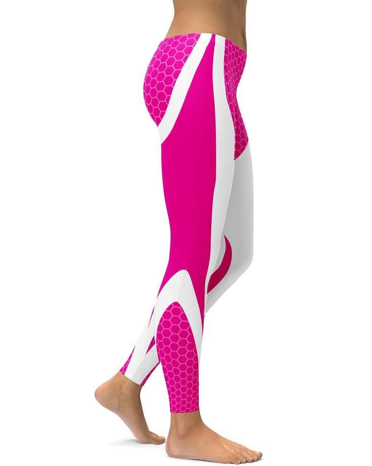 If you want to stand out in the gym, yoga or out and about and during the summer, winter, fall or spring than these Pink Honeycomb Carbon White Leggings will do the trick. It's almost as if white background makes the color pink stand out even more. Trendy Tight Pink Leggings, High Stretch Pink Trendy Tights, Trendy High Stretch Pink Tights, Spring Pink Activewear For Jogging, Pink Moisture-wicking Tights For Training, Pink Moisture-wicking Training Tights, White Moisture-wicking Athleisure Leggings, Spring Pink Jogging Pants, Pink Jogging Pants For Spring