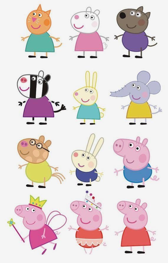 peppa pig and other cartoon characters in different poses