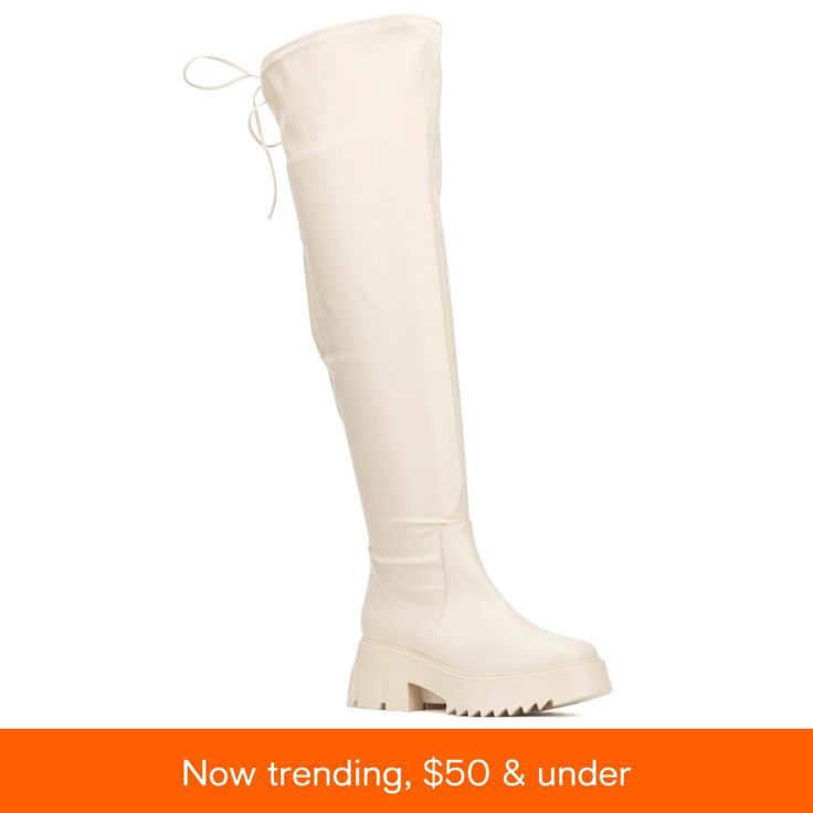 in stock Bone Color, Fashion To Figure, Lug Sole, Over The Knee Boots, Over The Knee, Fashion Boots, Bones, Heel Height, Zip Ups