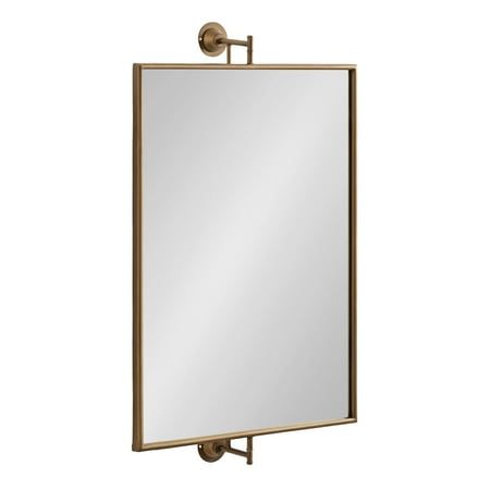 an image of a bathroom mirror on a white background with gold trimming and brass accents