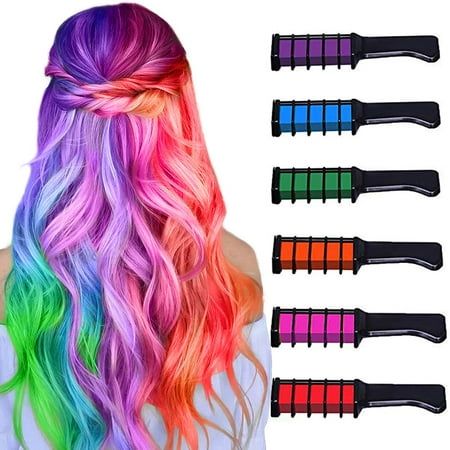 6 Bright and Attractive ColorsRed, Orange, Pink, Blue, Green, Purple-6 vibrant colors are all mix and blend together to create many different looks.You can use different colors of hair dyeing combs to dress up the effect you want,giving people a bright feeling.Make your hair full of vitality and brighter Washable Hair Color, Kids Hair Color, Diy Hair Color, Colors Hair, Hair Chalk, Bright Hair Colors, Temporary Hair Color, Christmas Birthday Party, Bright Hair