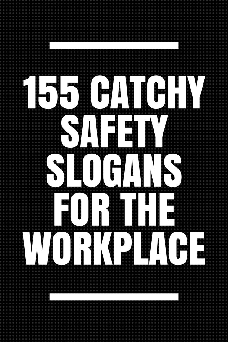 the words, 15 catchy safety slogans for the work place on a blue background