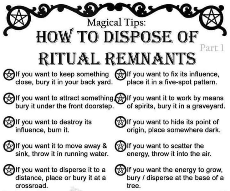 a sign that says how to dispose of ritual remnants