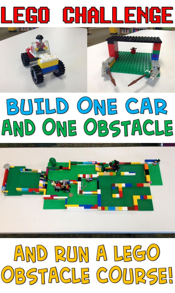 lego challenge build one car and one obstacle with this simple instructions for building an obstacle course