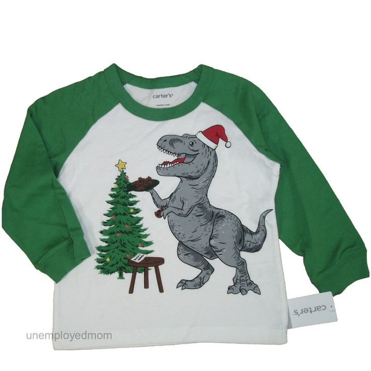 This Is For 1 Little Boys Tee / Shirt Brand New With Tags Dinosaur Tree Santa Hat From Carter's Size 12m, 18m White With Green Sleeves Christmas Tree With Santa's Cookies Dino Eating Them. Long Sleeve 100% Cotton Kw Nwt 12 18 M Mo Months Infants Toddlers Holiday X-Mas Carters Playful Long Sleeve Holiday Tops, Playful White Dinosaur Print Top, Dinosaur Print Long Sleeve Tops For Winter, Winter Long Sleeve Tops With Dinosaur Print, Winter Dinosaur Print Crew Neck Top, White Long Sleeve Dinosaur Print Top, White Long Sleeve Top With Dinosaur Print, Teal Shirt, Sequin Shirt