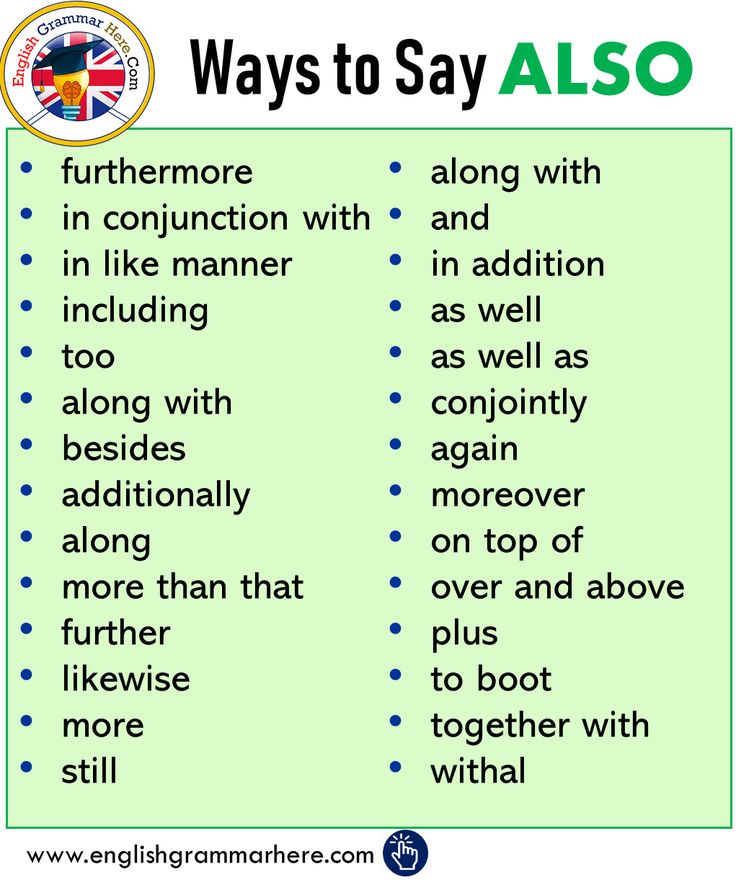 an english speaking poster with the words ways to say also