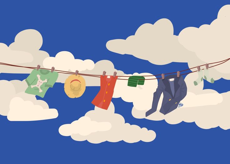 clothes hanging out to dry on a line in the sky with clouds and blue sky