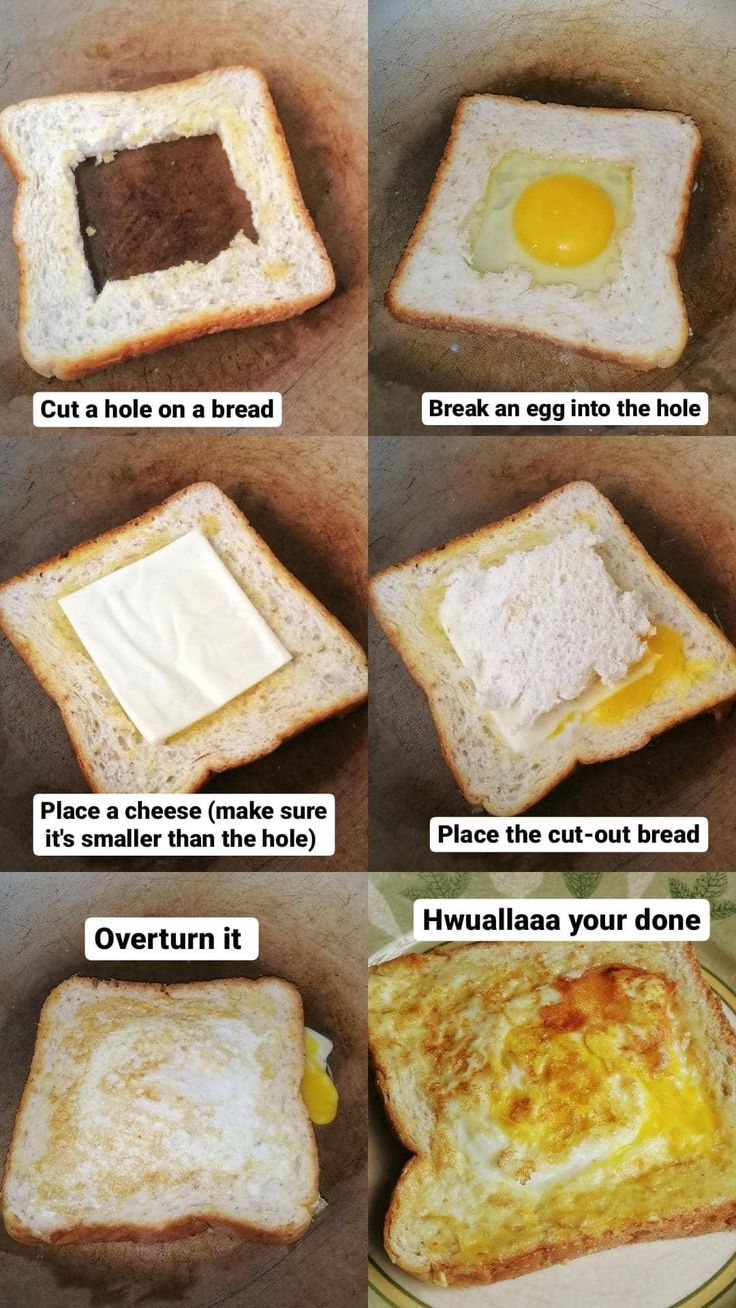 instructions on how to make an egg in a toasted bread sandwich with butter and eggs