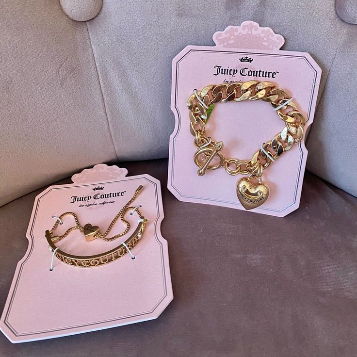 Juicy Couture Jewelry | Juicy Couture | Color: Gold | Size: Os Heart Locket Bracelet, Juicy Couture Clothes, Dope Jewelry Accessories, Juicy Couture Bracelet, Cupcake Charms, Puffy Heart Charms, Juicy Couture Charms, Juicy Couture Jewelry, Fashion Slippers