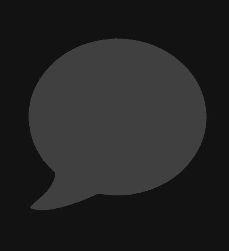 a gray speech bubble on a black background