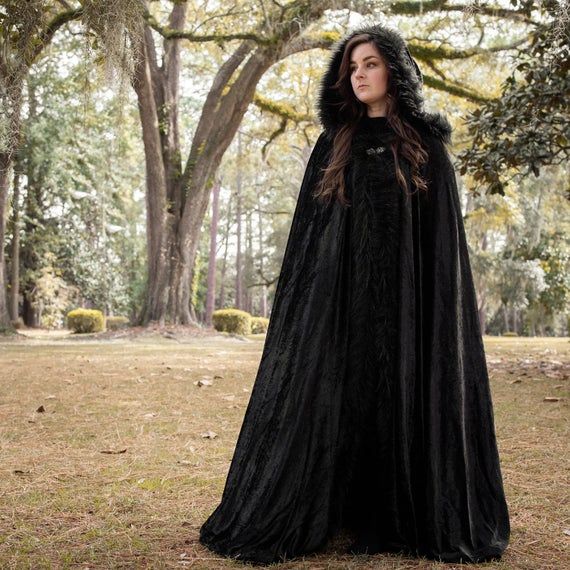 Black Fur Cloak, Winter Wedding Shawl, Medieval Cloak, Cape With Hood, Black Cloak, Faux Fur Cape, Fur Shrug, Bridal Cover Up, Larp Costume