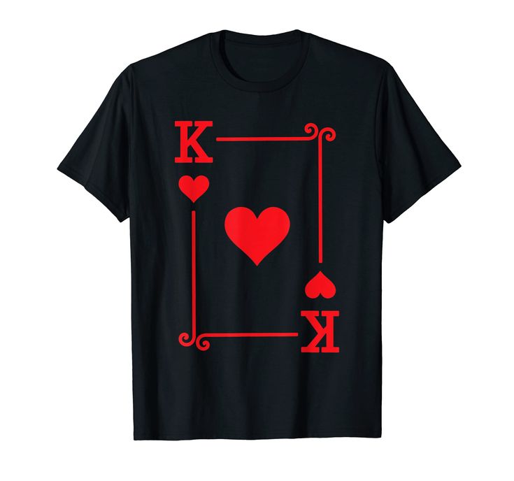 PRICES MAY VARY. This king card hearts suit design is perfect for anyone that loves to play table card games like poker & blackjack or just for fun card games like Go Fish! Perfect winning hand family vacation design for a full house, four of a kind or royal flush! Features King playing card hearts suit graphic. Click the 'Playing Card Costume Tees' brand link for all playing card suits to mix and match your winning hand matching group designs! Perfect for matching Halloween costumes too! Lightw Playing Cards Costume, Cards Costume, Playing Card Costume, Card Costume, King Card, Card Suits, Matching Halloween Costumes, Hearts Card, Heart Costume