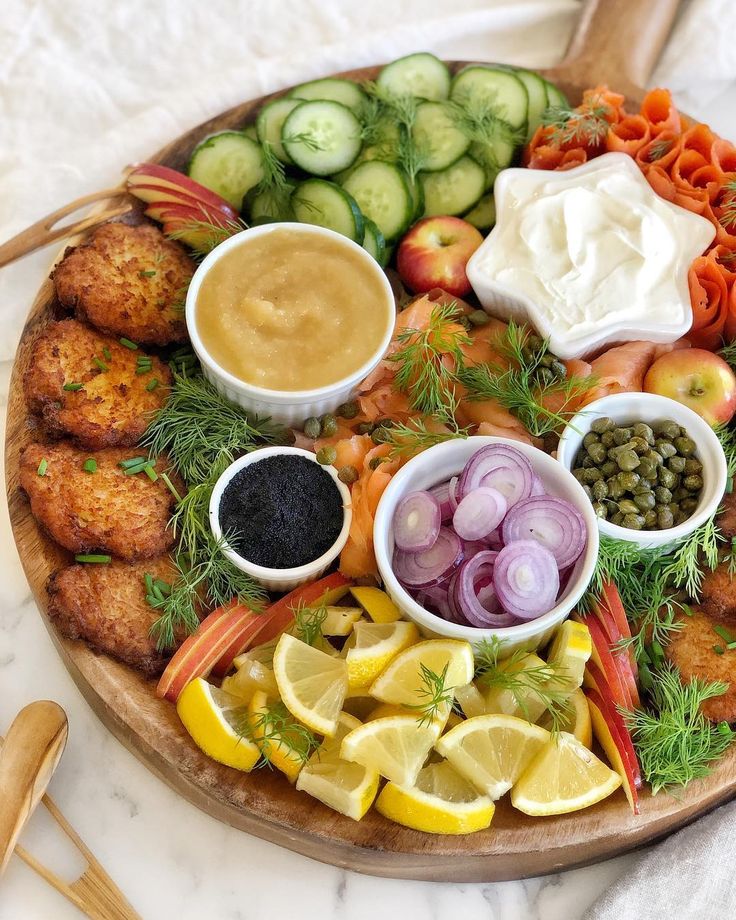 a platter filled with different types of food