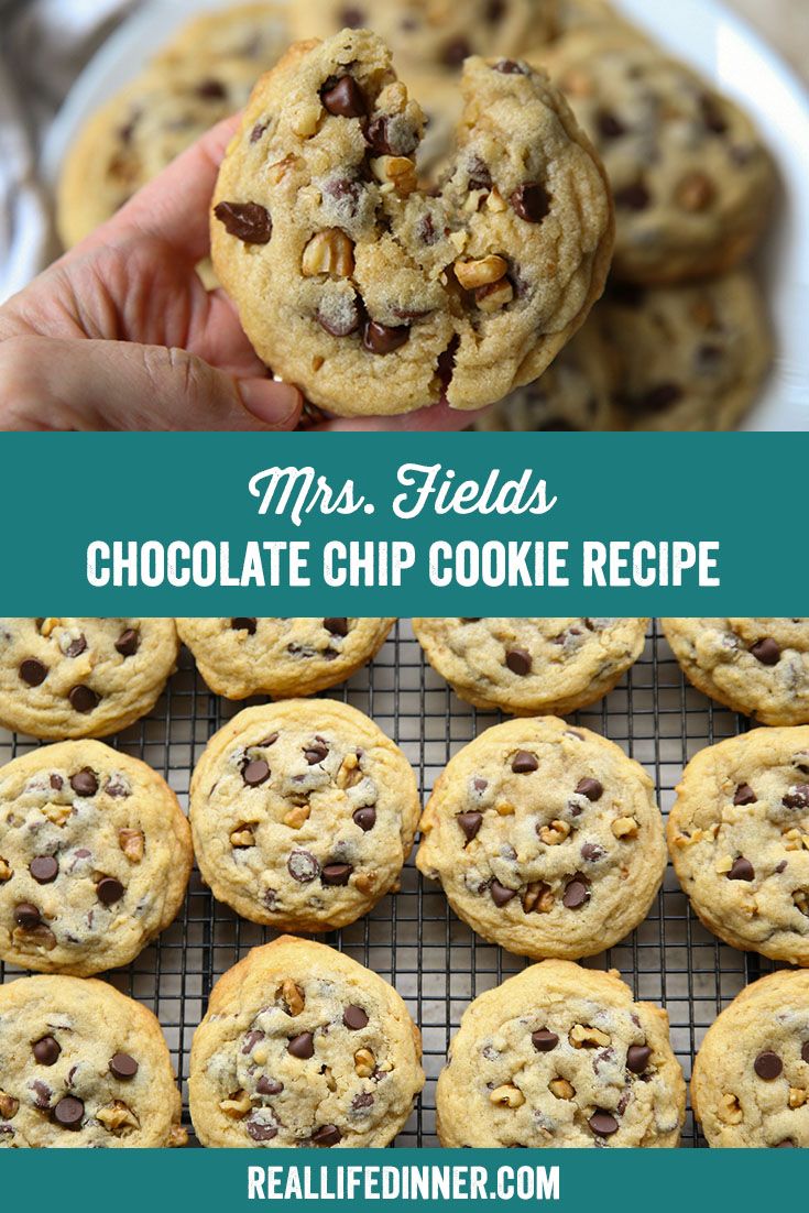 chocolate chip cookie recipe with text overlay