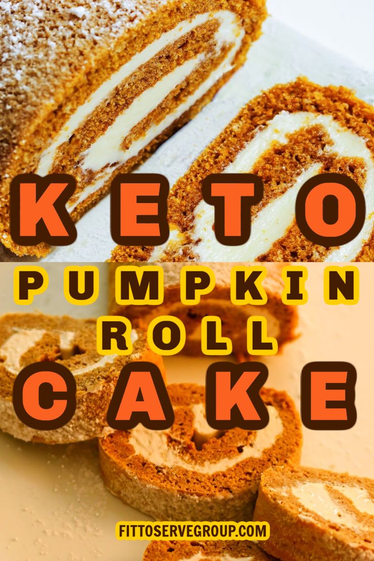 keto pumpkin roll cake cut into slices