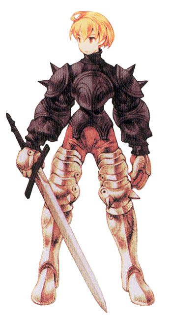 an anime character holding two swords in one hand and wearing armor with spikes on the other