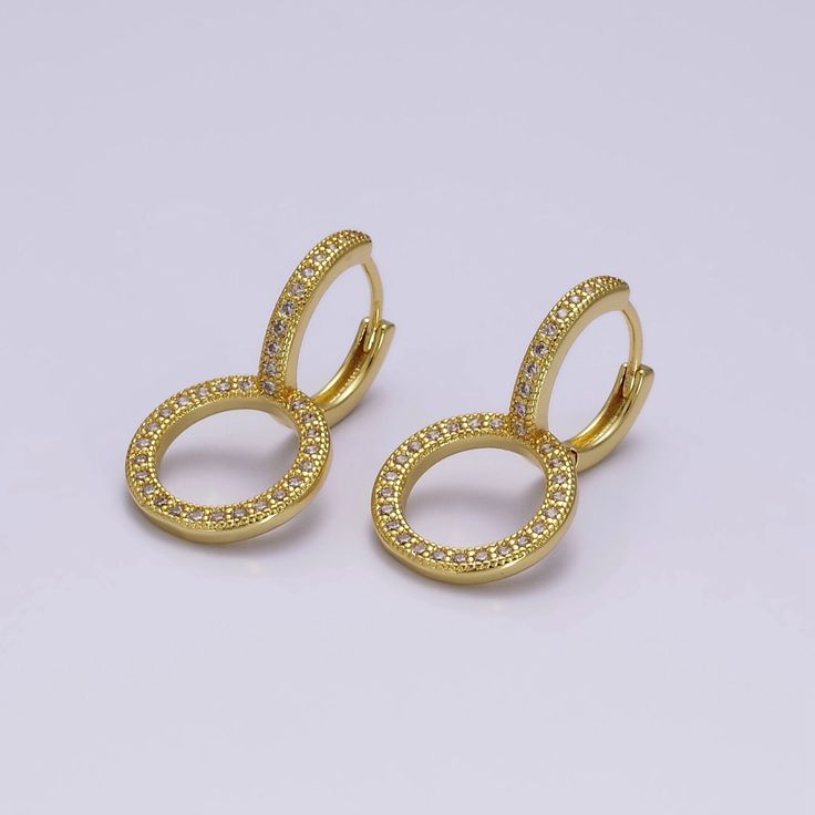 If you receive a defective item, please contact us within 5 days of arrival. Item Details - - Sold as a pair - Material: Brass, 14K gold filled, cubic zirconia - Nickel free & lightweight, perfect for everyday wear - Lever back fastening - Size: 25.1 mm x 13.9 mm x 1.8 mm Please avoid any water or chemical solutions. Keep the item in a dry environment. Gold Huggie Earrings With Halo In Fine Jewelry Style, Gold Huggie Earrings With Halo Detail, Round Cubic Zirconia Halo Huggie Earrings, Gold Halo Huggie Earrings Fine Jewelry, Gold Halo Huggie Earrings, Gold Round Huggie Earrings With Halo, Gift Cubic Zirconia Halo Huggie Earrings, Gold Huggie Earrings With Halo, Gold Hoop Earrings With Halo Design For Anniversary