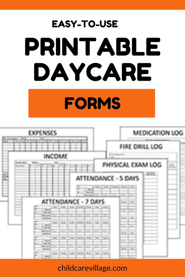 printable day care forms for children with the title easy to use printable day care forms