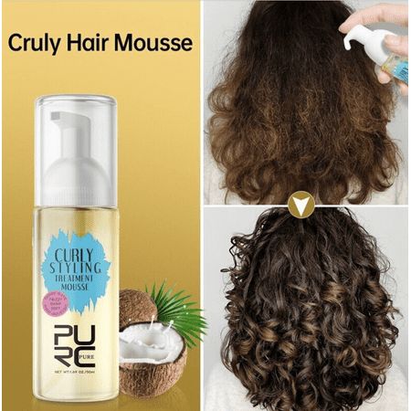 Defining waves and enhancing curls with this styling treatment mousse simply directly keeps the foaming mousse evenly on hair. High-quality elastin helps enhance curls and hair elasticity, preventing curly hair from gradually becoming straighter after styling. Coconut oil provides rich nutrients to hair damaged by heat styling tools to improve frizz and broken hair, making hair glossy and smooth. It is suitable for any curly hair in the above picture. As long as you want to maintain the curl, yo Mousse For Curly Hair, Curly Hair Mousse, Curly Styling, Frizzy Hair Tips, Hair Dryer Diffuser, Olive Oil Hair, Hair Diffuser, Styling Mousse, How To Grow Your Hair Faster