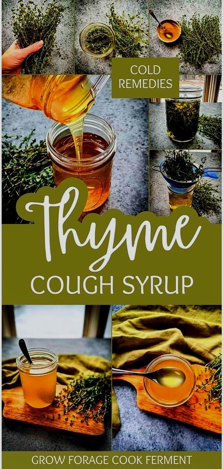 a collage of photos showing how to make cough syrup