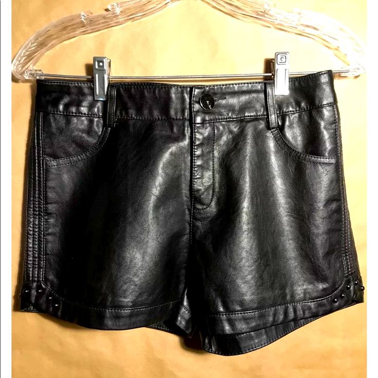 Women's Black Faux Leather Studded Short Shorts, Size L (But Look Small) Vguc Second Owner Never Worn By Me Smoke/Pet Free Home Edgy High-waisted Faux Leather Shorts, Trendy High Waist Faux Leather Shorts, Trendy High-waist Faux Leather Shorts, Casual Faux Leather Club Bottoms, Edgy Fall Shorts For Night Out, Edgy Shorts For Night Out In Fall, Edgy High Waist Bottoms From Forever 21, Summer Faux Leather Bottoms For Club, High-waisted Faux Leather Shorts For Going Out