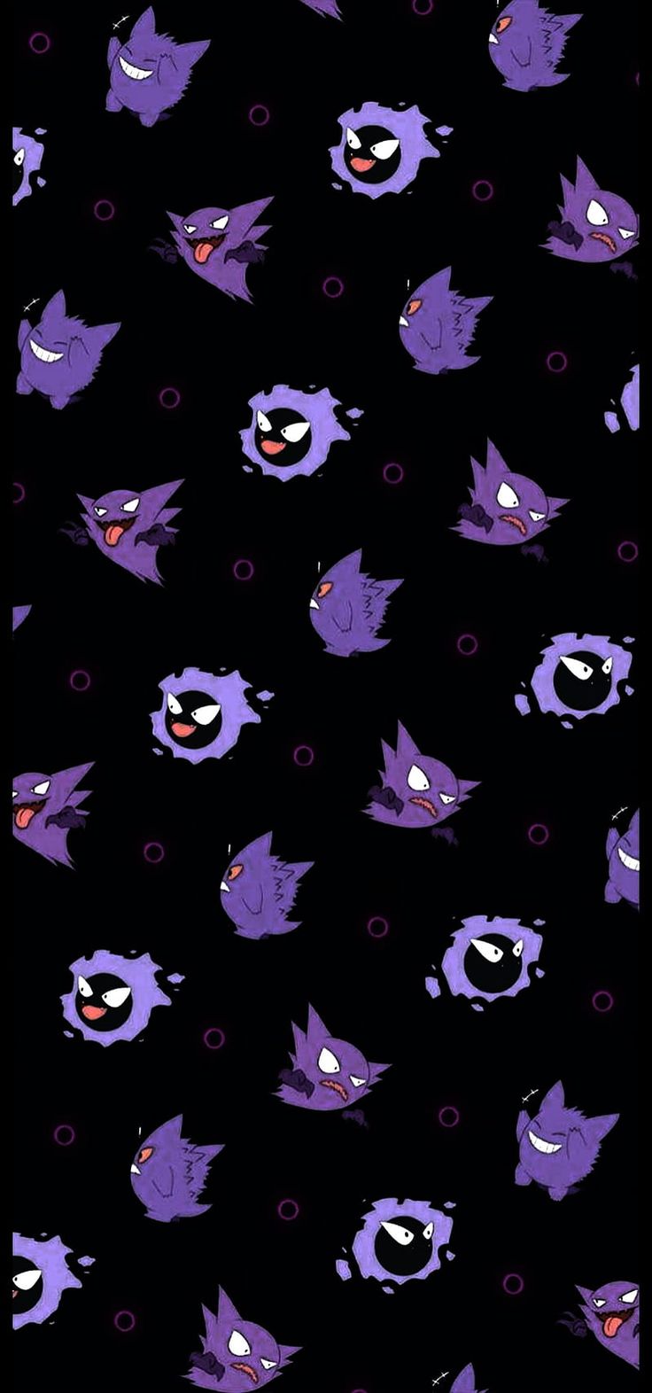 an image of many different cartoon faces on a black background with purple and blue colors