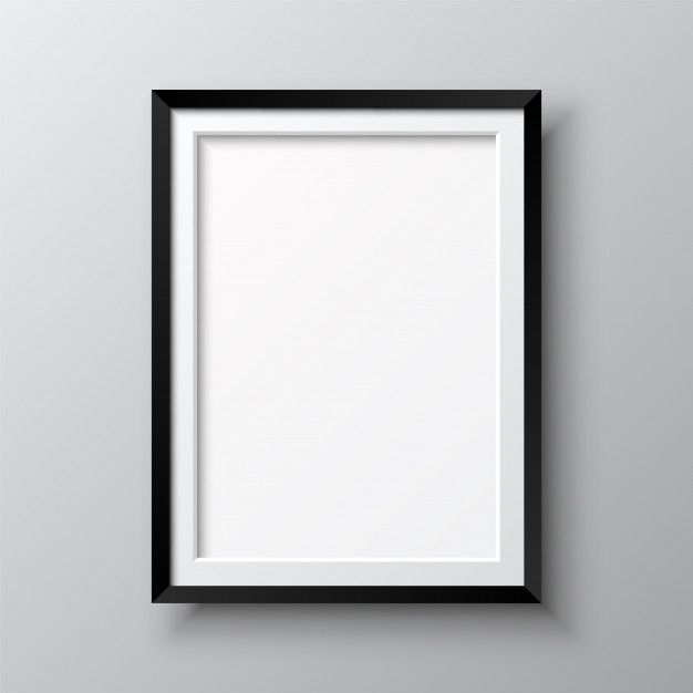 a black frame hanging on the wall with a blank space in it for an image