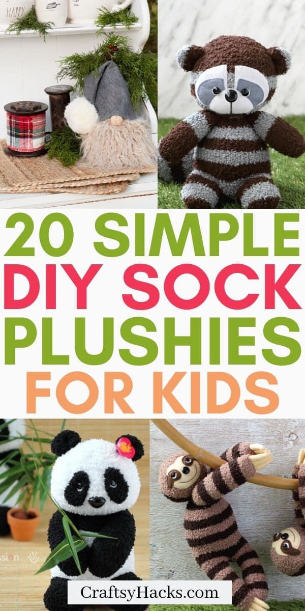 20 simple diy sock plushies for kids that are easy to make and fun