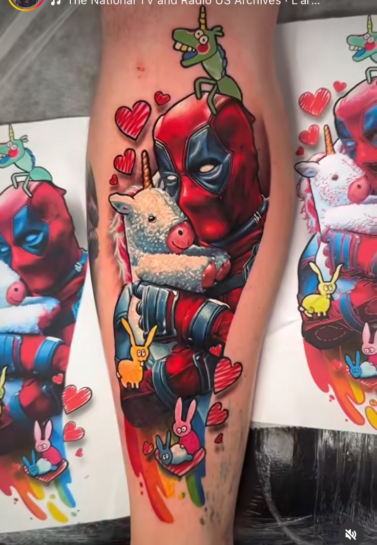 Deadpool Tattoo, Colour Tattoos, Comic Book Tattoo, Tattoos Inspiration, Marvel Tattoos, Dead Pool, Egyptian Tattoo, Tattoo Portfolio, Funny Tattoos