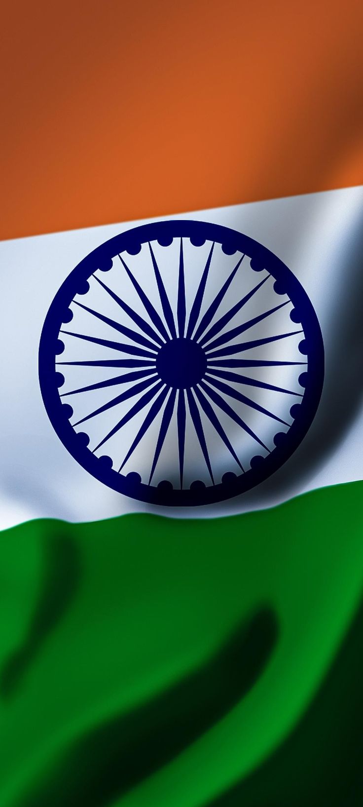 the flag of india is waving in the wind with an intricate circular design on it's side