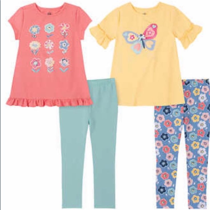 Nwt 2 - Pants 2 - Short Sleeve Tops Flannel Shirt Outfit, Sweats Set, Capri Outfits, Pants Short, Hoodie And Sweatpants, Short Sleeve Tops, Cotton Pyjamas, Girl Clothes, Outfit Set