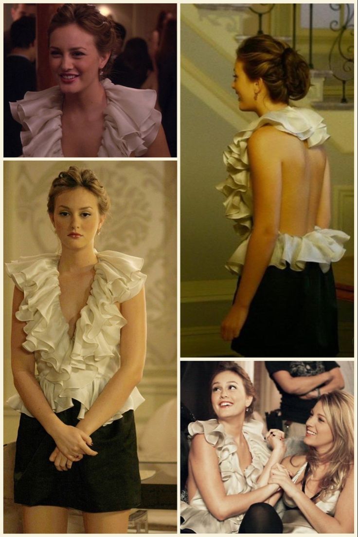 four different pictures of women in dresses and one has her back turned to the camera