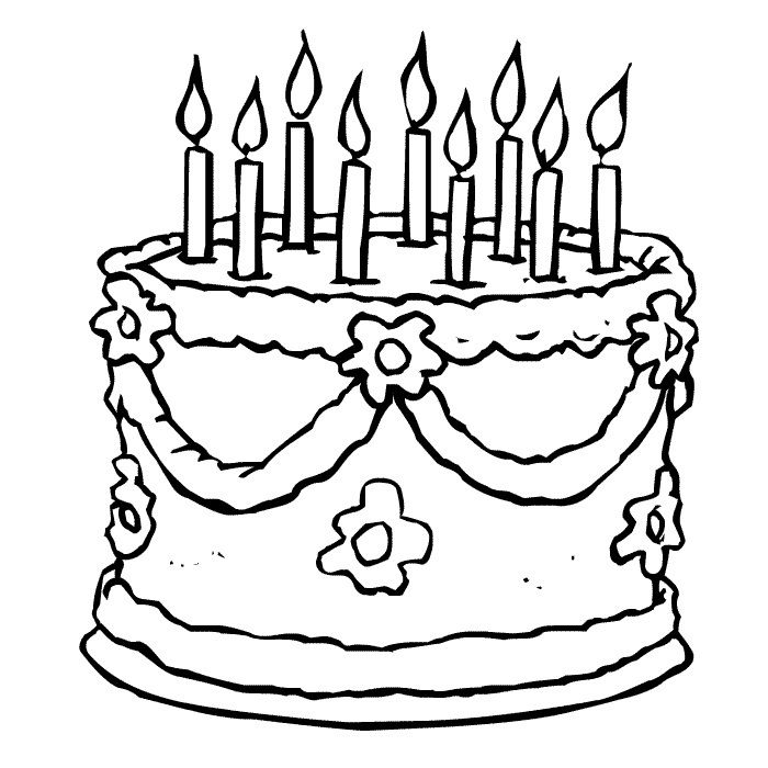 a birthday cake with lit candles on it coloring pages for kids and adults to color