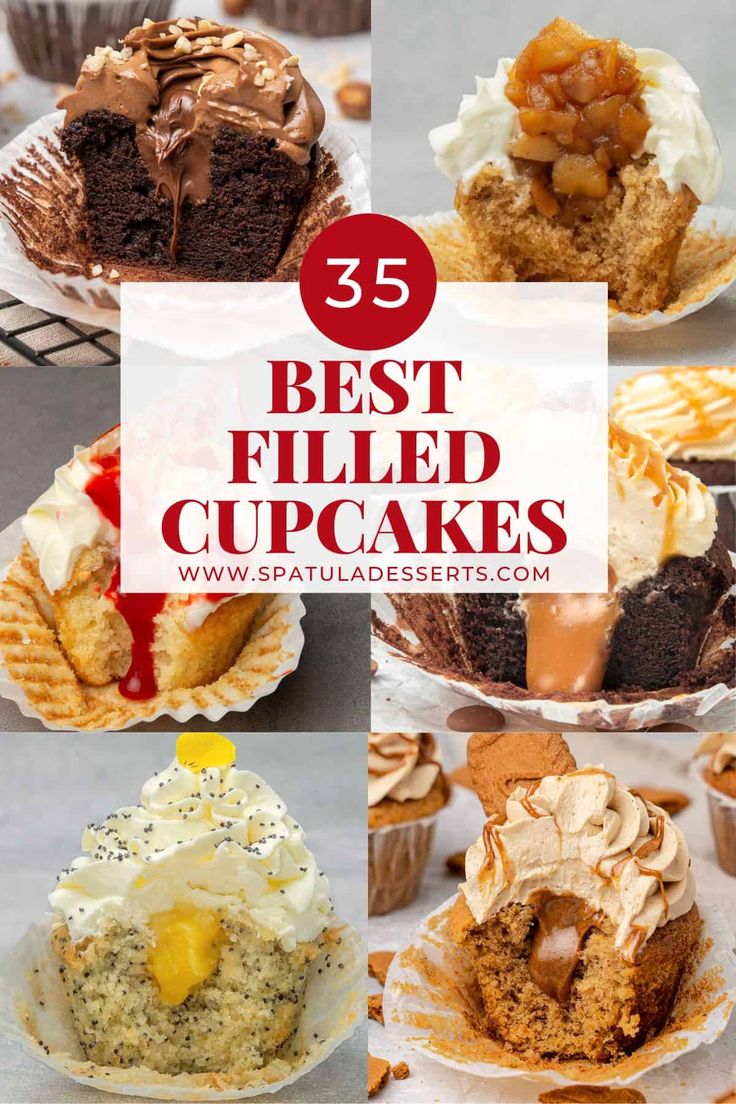 the top five best filled cupcakes with different toppings and flavors in them