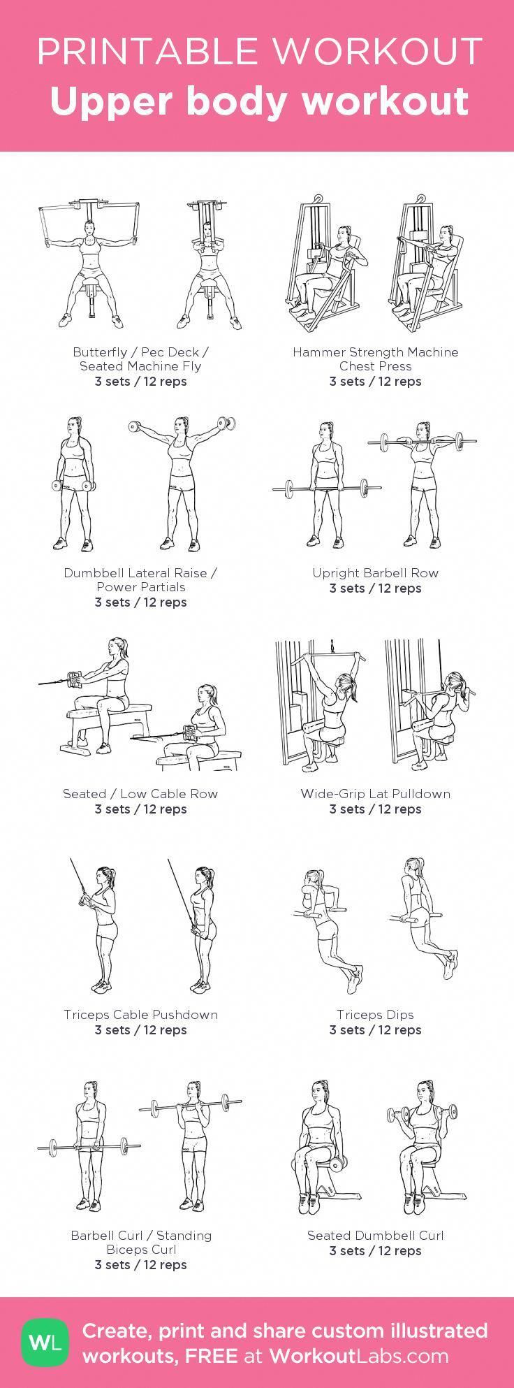 an exercise poster with instructions on how to do the upper body workout