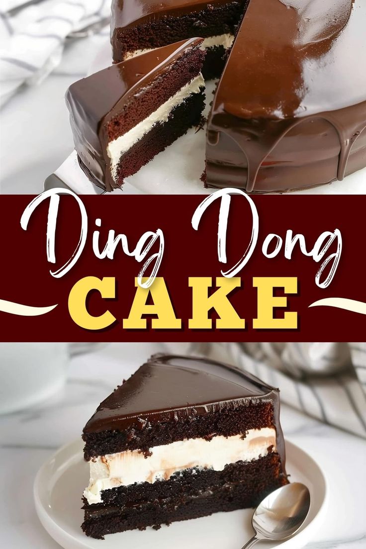 Ding Dong Cake Recipe Ring Ding Cake Recipe, Dingdong Cake Recipe, Ding Dong Bundt Cake Recipe, Ring Ding Cake, Whoppers Cake, Suzy Q Cake, Ho Ho Cake Recipe, Amish Starter, Ding Dong Cake Recipe