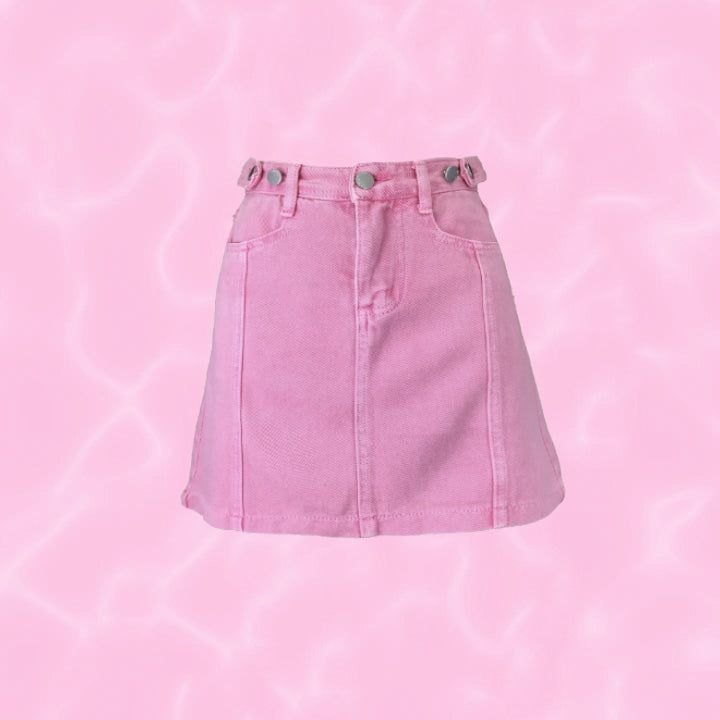 Y2k Style Summer Mini Denim Skirt, Y2k Style Mini Denim Skirt For Summer, Y2k Mini Denim Skirt For Summer, Pink High Waist Mini Skirt, High-waisted Pink Cotton Skirt, High Waist Pink Cotton Skirt, Trendy High-waist Pink Mini Skirt, Trendy High Waist Pink Mini Skirt, Pink Mini Denim Skirt With Pockets