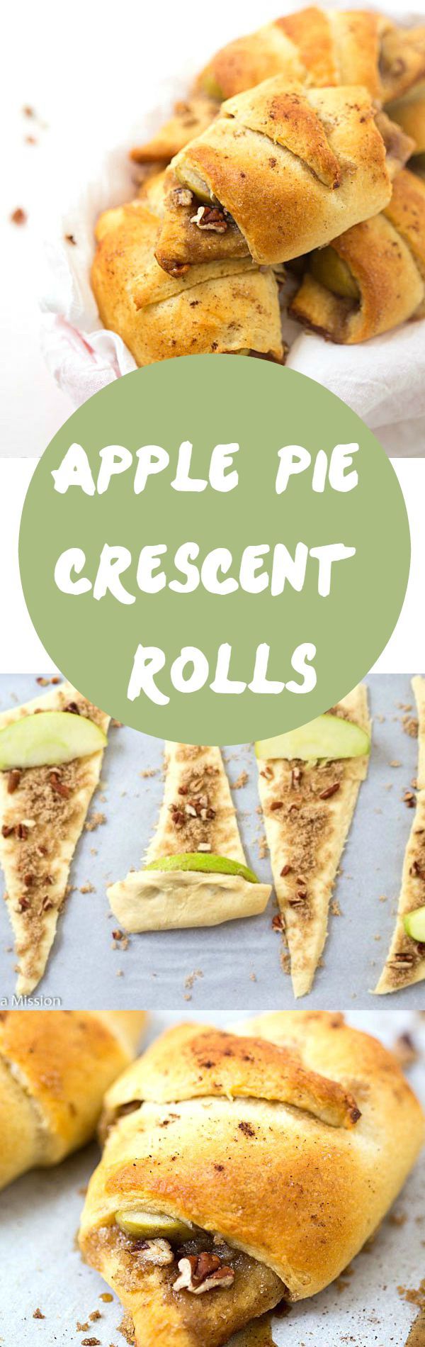 apple pie crescent rolls with apples and pecans on the top, and in the middle